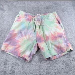 PacSun Volley TyeDie Rainbow Color Draw String Shorts 100% Cotton Size Small